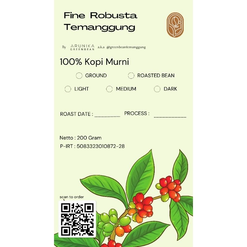

Fine Robusta Temanggung 200 Gram
