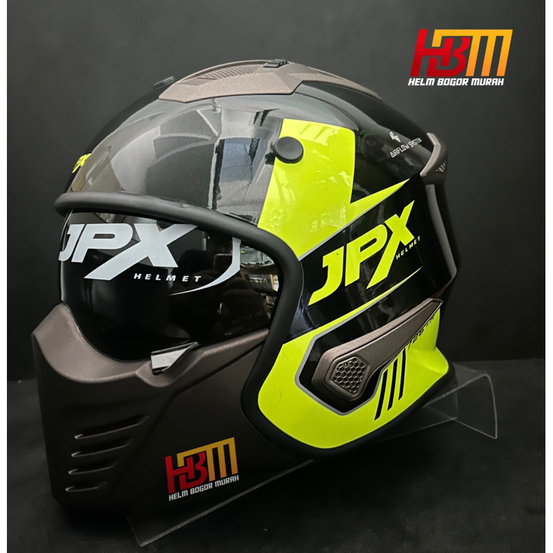 JPX HELM MX726R SOLID | BLACK METALLIC YELLOW| MX726 R CROSSOVER