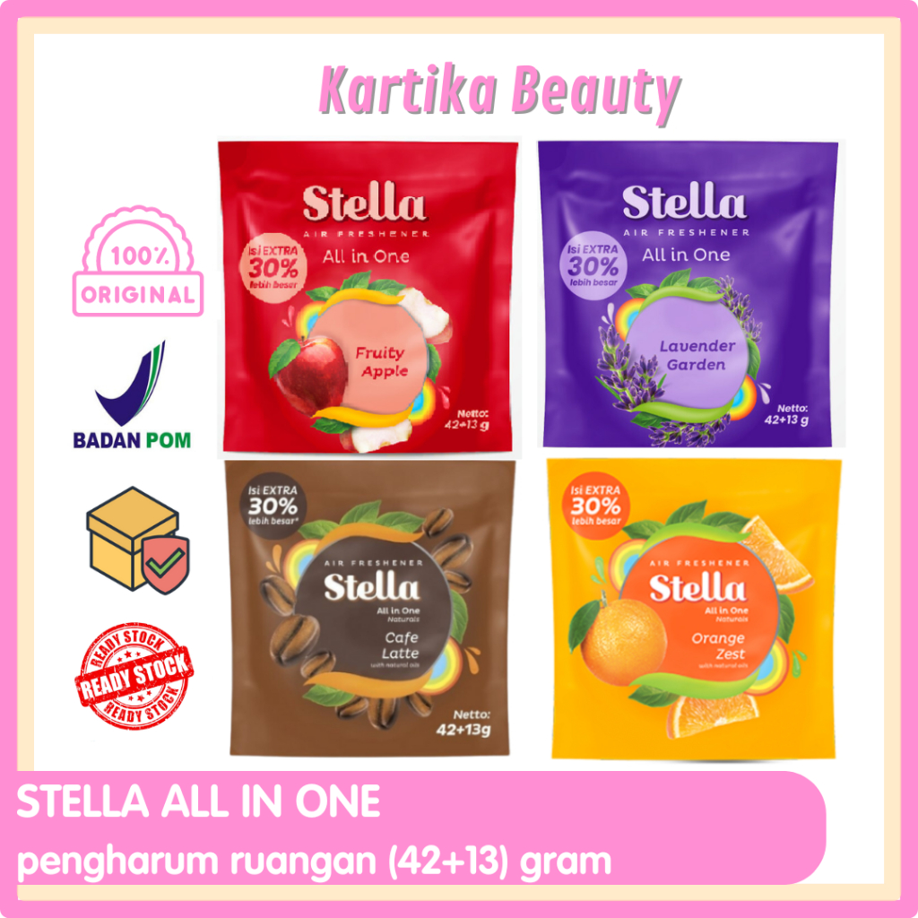 STELLA ALL IN ONE AIR FRESHENER PEWANGI RUANGAN WANGI SEGAR KEMASAN SASET STELA GANTUNG PENGHARUM MO