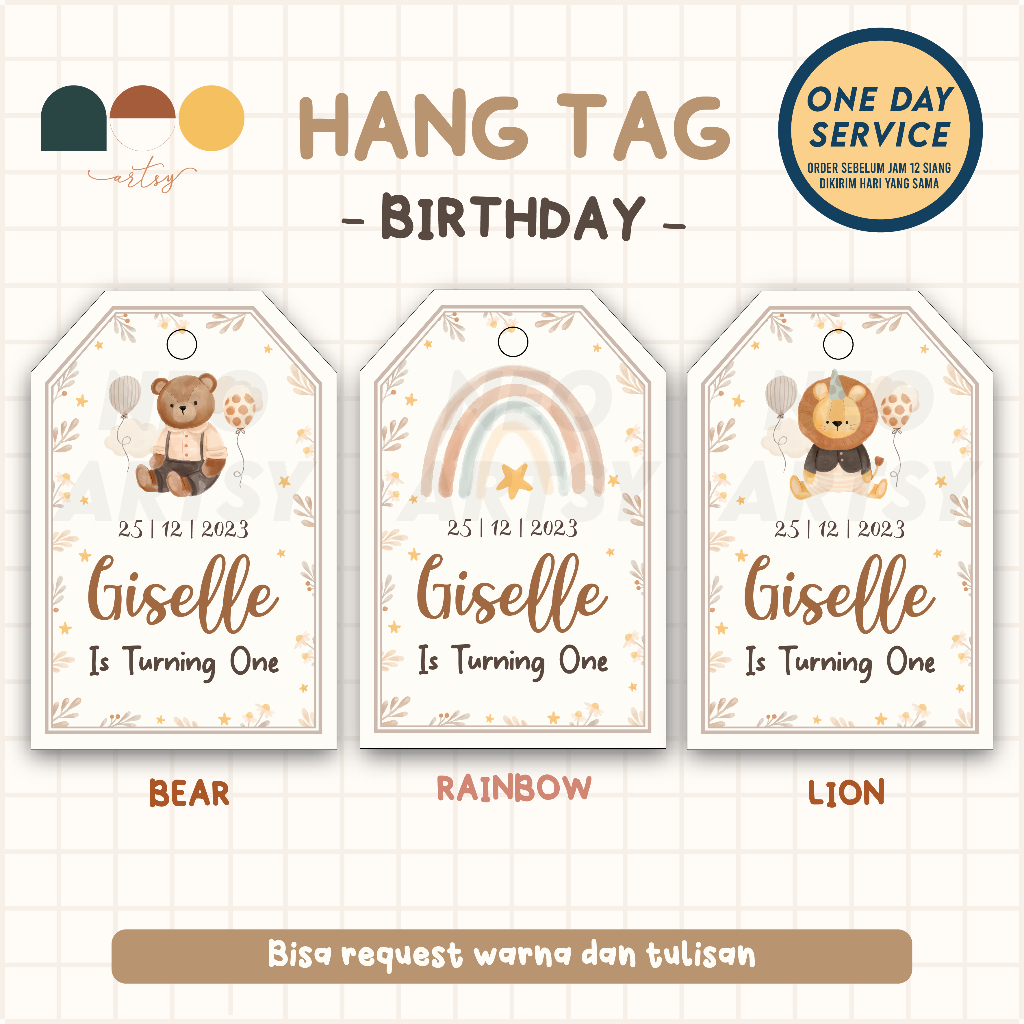 Hang Tag Ulang Tahun Anak Custom - Hangtag Birthday Custom - Birthday Souvenir HangTag