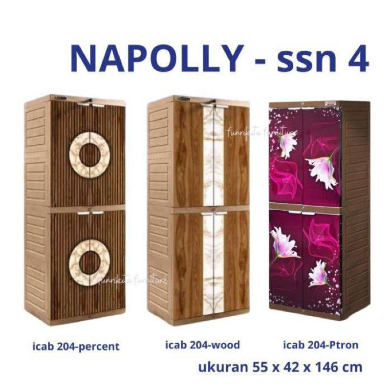 Lemari Plastik Napoly 4 Susun+Kunci/Lemari baju bahan Kuat Dan Kokoh
