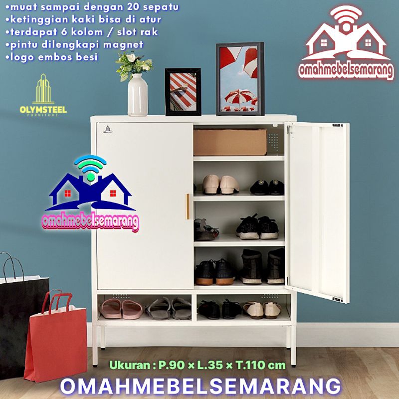 Lemari sepatu besi full rak OLYMSTEEL SR 004 minimalis modern