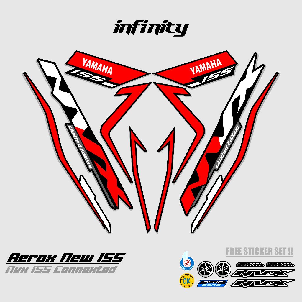 STRIPING AEROX 155 NEW CONNECTED MOTIF 41 / COMBO COLOR / DASAR HITAM / STIKER AEROX 155 CONNECTED /