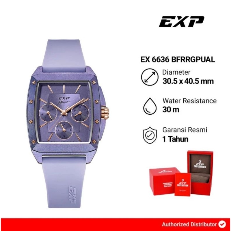 Jam Tangan Wanita Expedition Exp Chronograph EX 6636 BFRRGPUAL Purple Dial Purple Rubber Strap