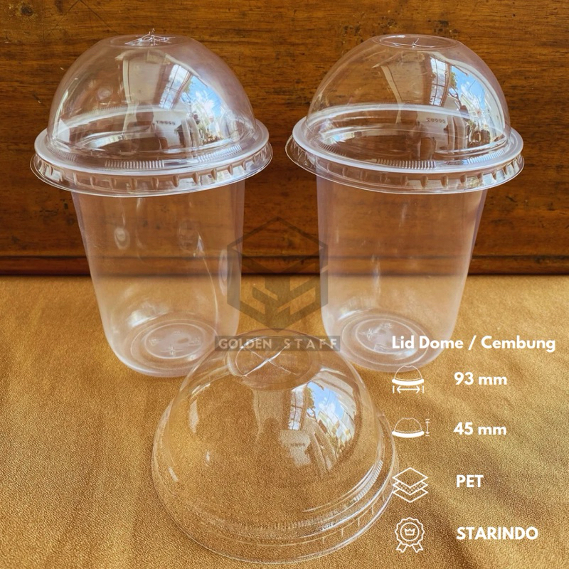Lid / Tutup | Dome/ Cembung | Merk Starindo Untuk Cup Plastik Starindo PP 12, 14, 16 dan 22 oz