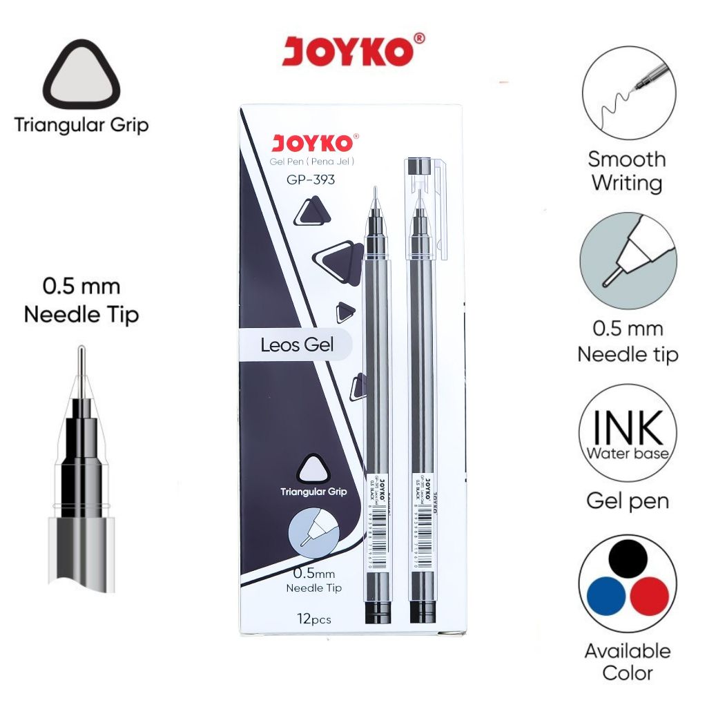 

1 LSN / 12 Pcs Gel Pen Pulpen Pena Joyko GP-393 Leos Gel 0.5 mm