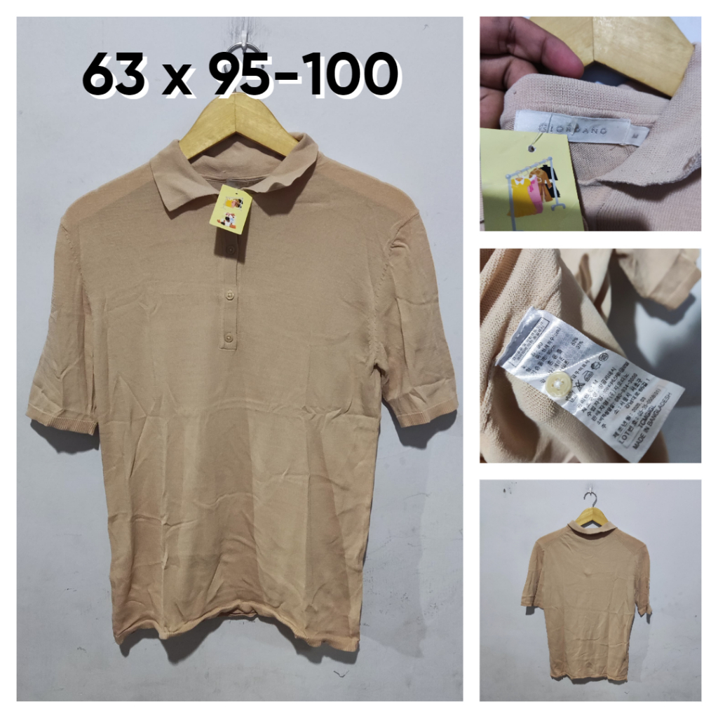 Polo Shirt Giordano Coklat Khaki Size M Wanita Atasan Cewek Outer Knit ED007
