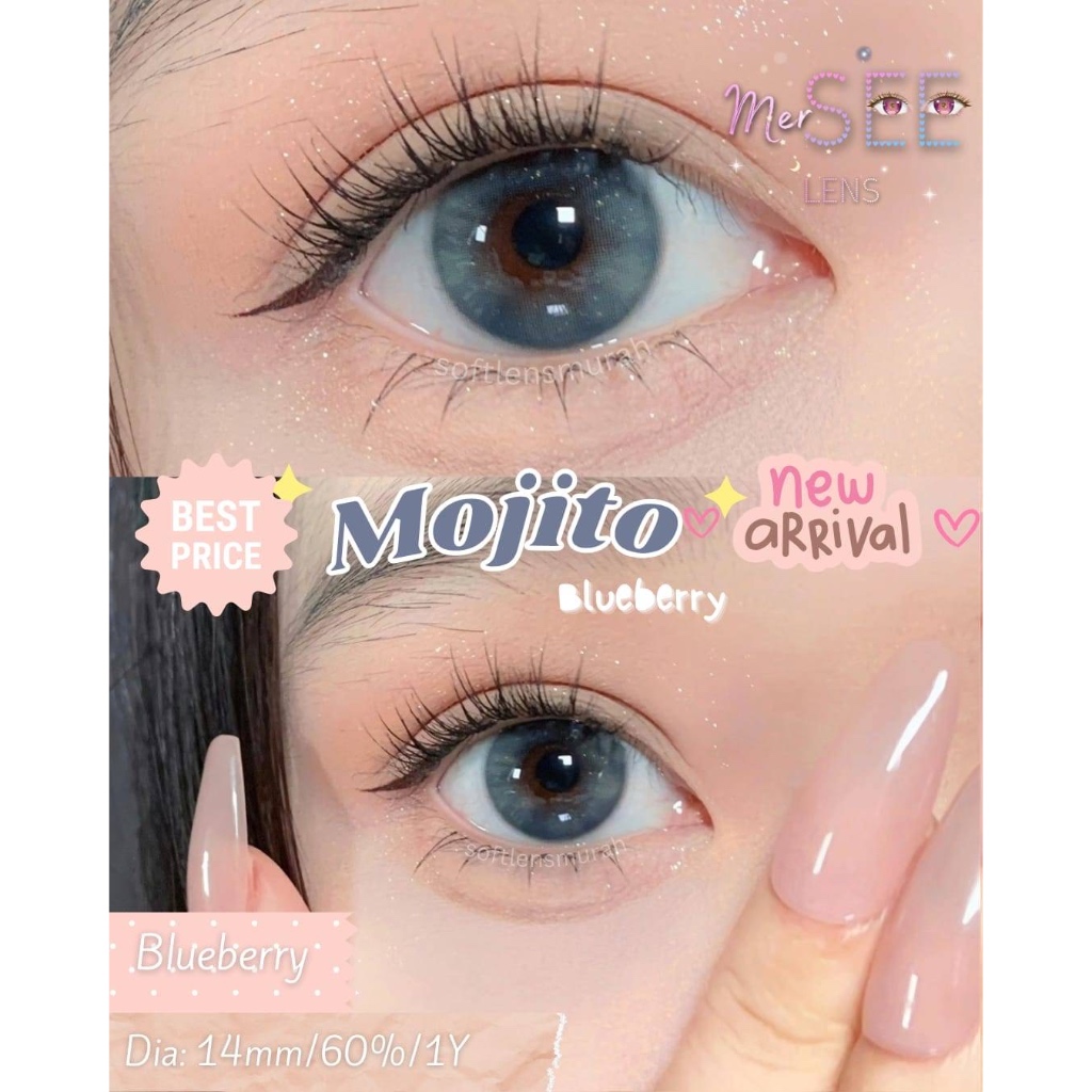 NEW MOJITO BLUEBERRY SOFTLENS softlens biru natural soft tanpa ring 14mm by mersee lens