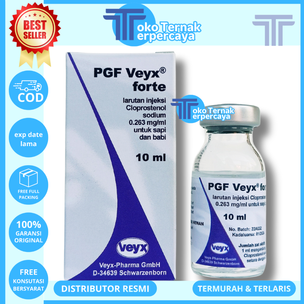 PGF VEYX FORTE 10ML - Obat Birahi PGF2ALFA Hewan Sapi Kambing Domba Babi dll