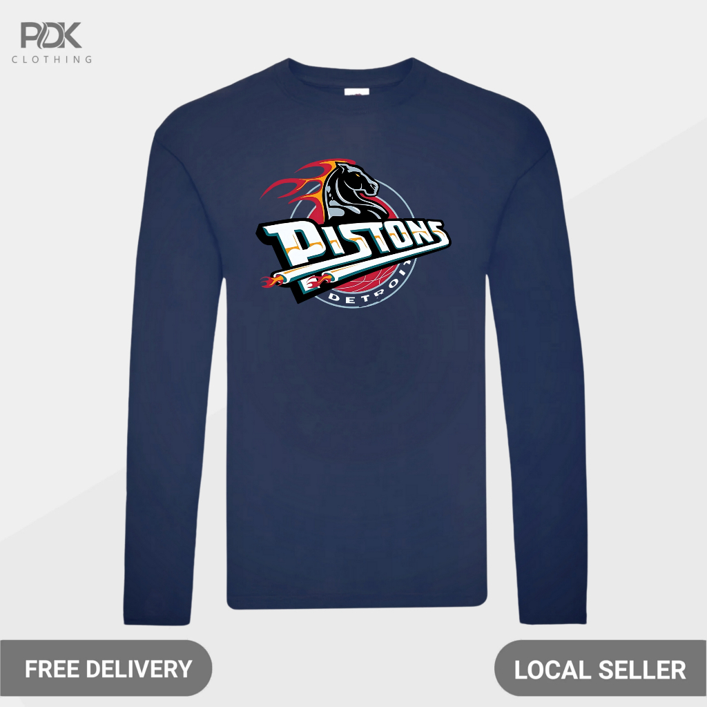 Kaos Pria Baju Lengan Panjang Detroit Pistons Basket Nba