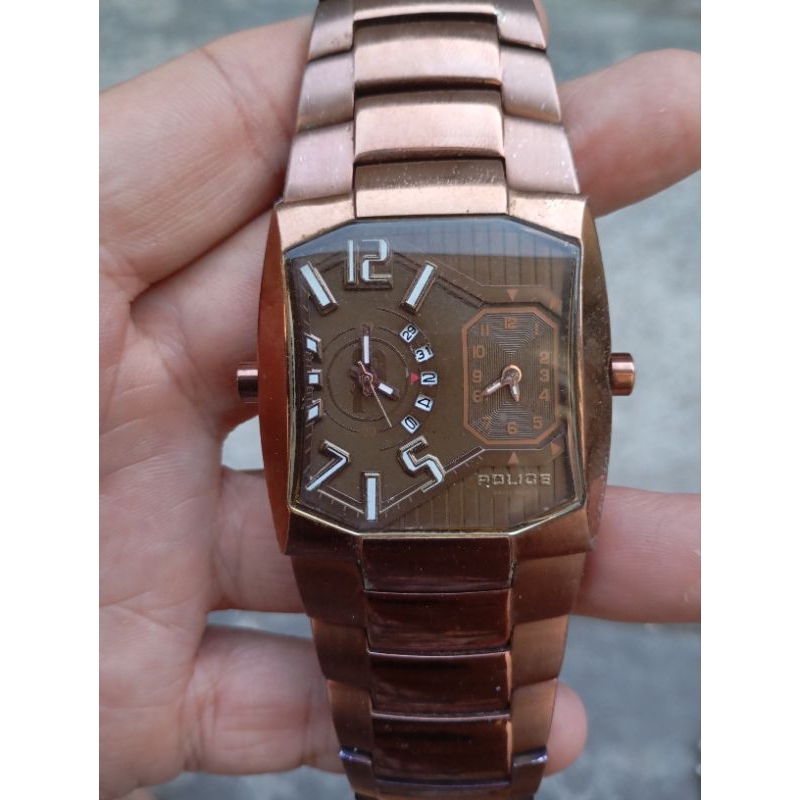 jam tangan police dual time second bekas original