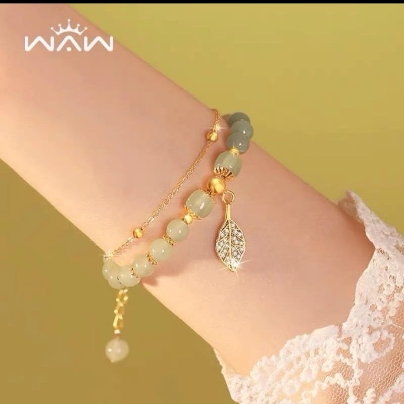 GELANG GIOK CANTIK UKIRAN DAUN TERBARU