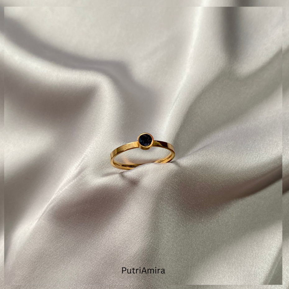Cincin Titanium Rosegold Mata Hitam / PutriAmira.Xuping