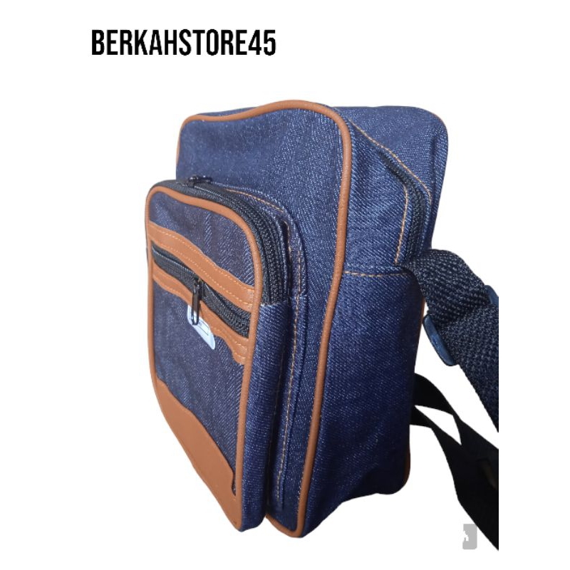 Tas Selempang Levhis tas denim jeans tas selempang Levls pria/wanita tas slingbag