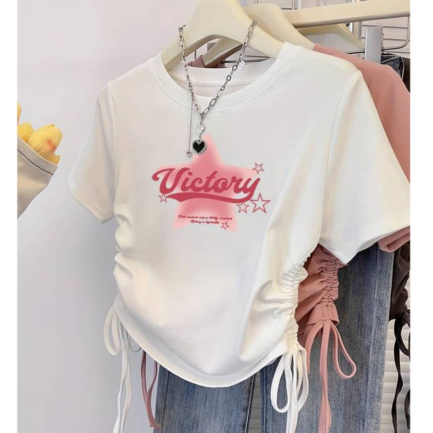 Tshirt Victory Baju Serut Wanita Crop top Baju Kaos Wanita Kekinian
