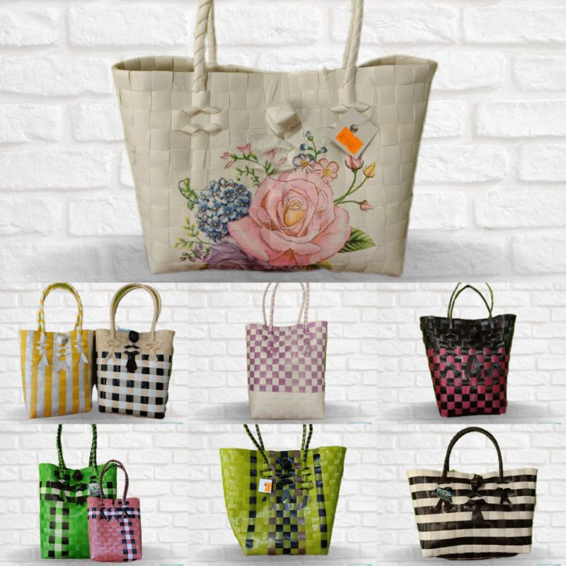 *Tas Anyaman* Totebag Anyaman Tas Wanita Plastik Jali