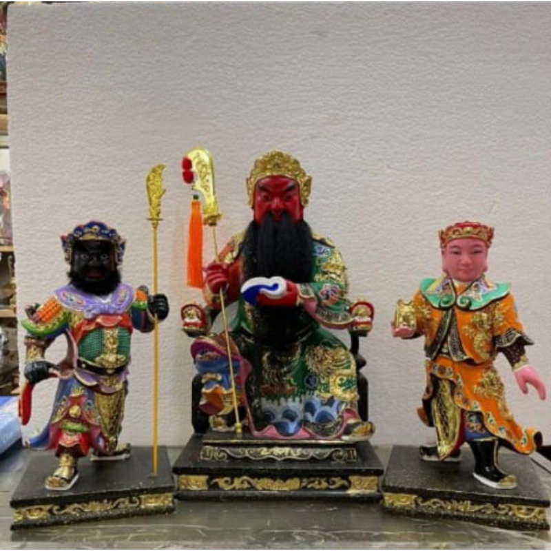 patung dewa kwan kung/ kwan kong - 16inch + pengawal 12inch - bahan kayu taiwan