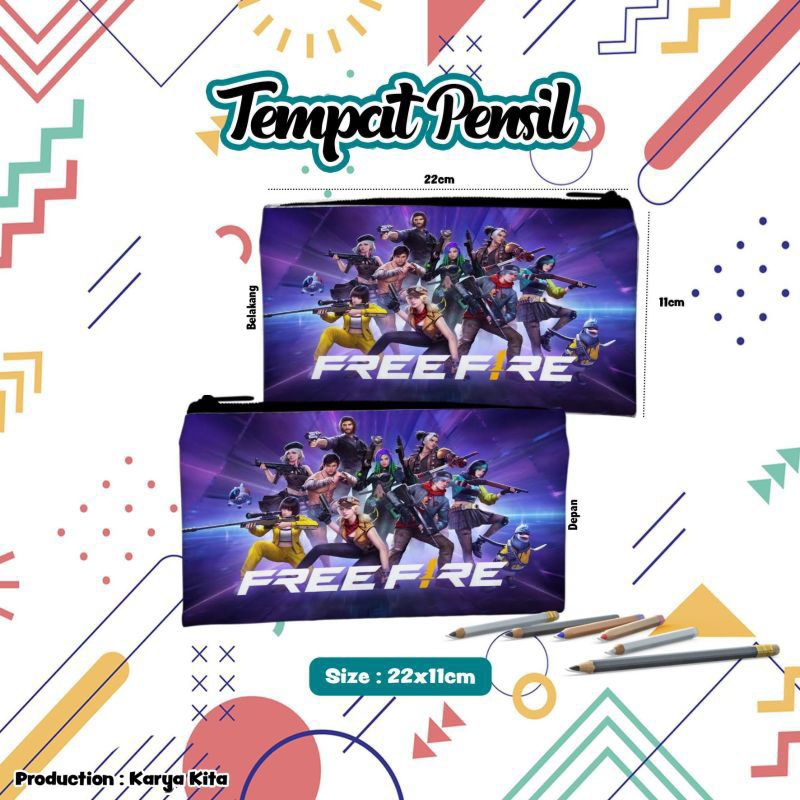 

tempat pensil/kotak pensil karakter anak FREE FIRE 02 bahan import kualitas premium