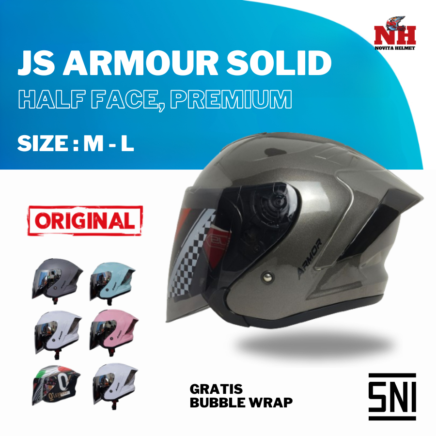 Helm Half Face Original JS Armour Solid Ori 100% Standar SNI