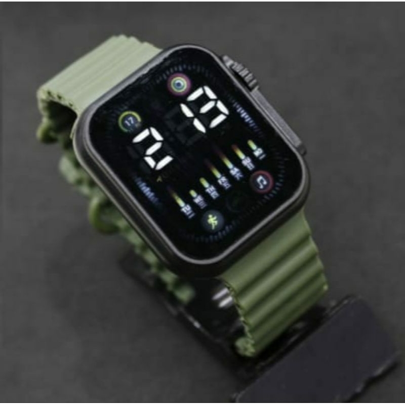 (BISA COD)Jam Tangan Digital LED Pria & Wanita Strap Rubber Dial Kotak Tampilan Layar Besar