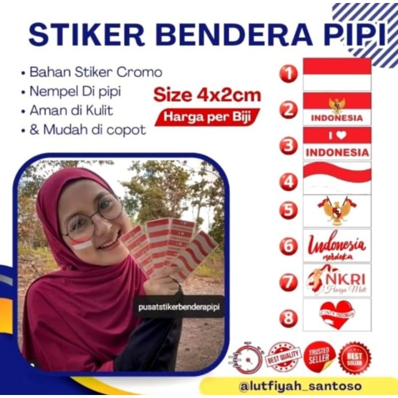 

sticker bendera sticker merah putih sticker pipi sticker kemerdekaan sticker 17 Agustus
