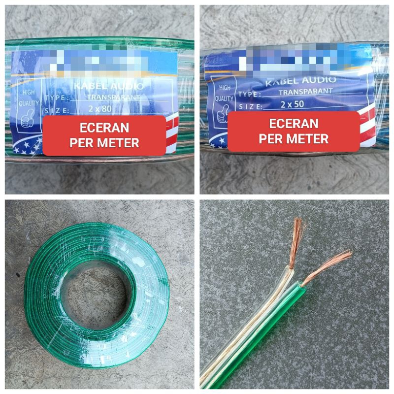 Kabel Audio Speaker Kabel Listrik Serabut Transparan Eceran Per Meter