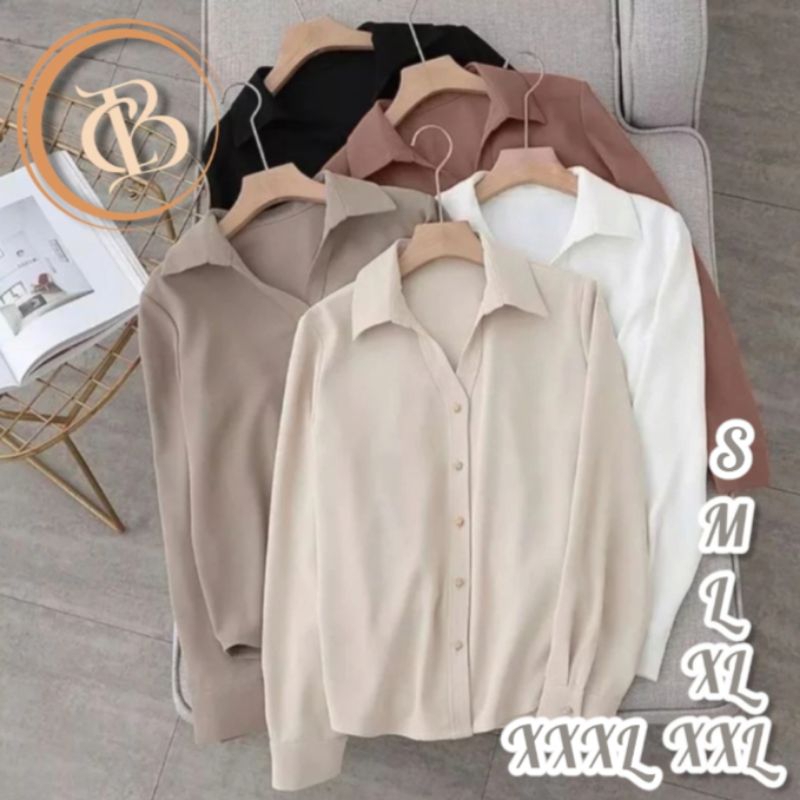 KEMEJA POLOS SHAKILA TWILL KATUN WANITA / KEMEJA KERJA WANITA KANTOR