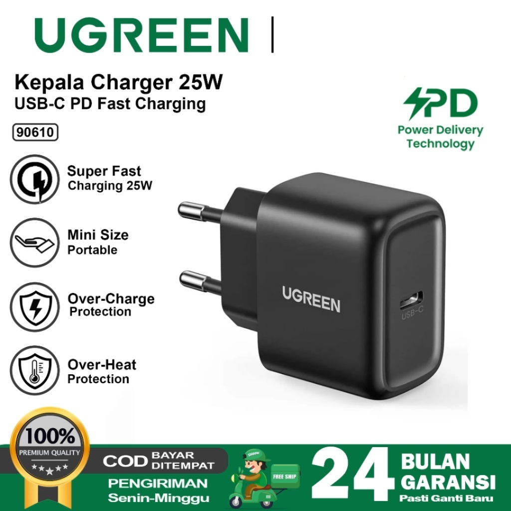 Charger UGREEN 25 watt PD Type C Super Fast Charging PPS PD 3.0 4.0 90610