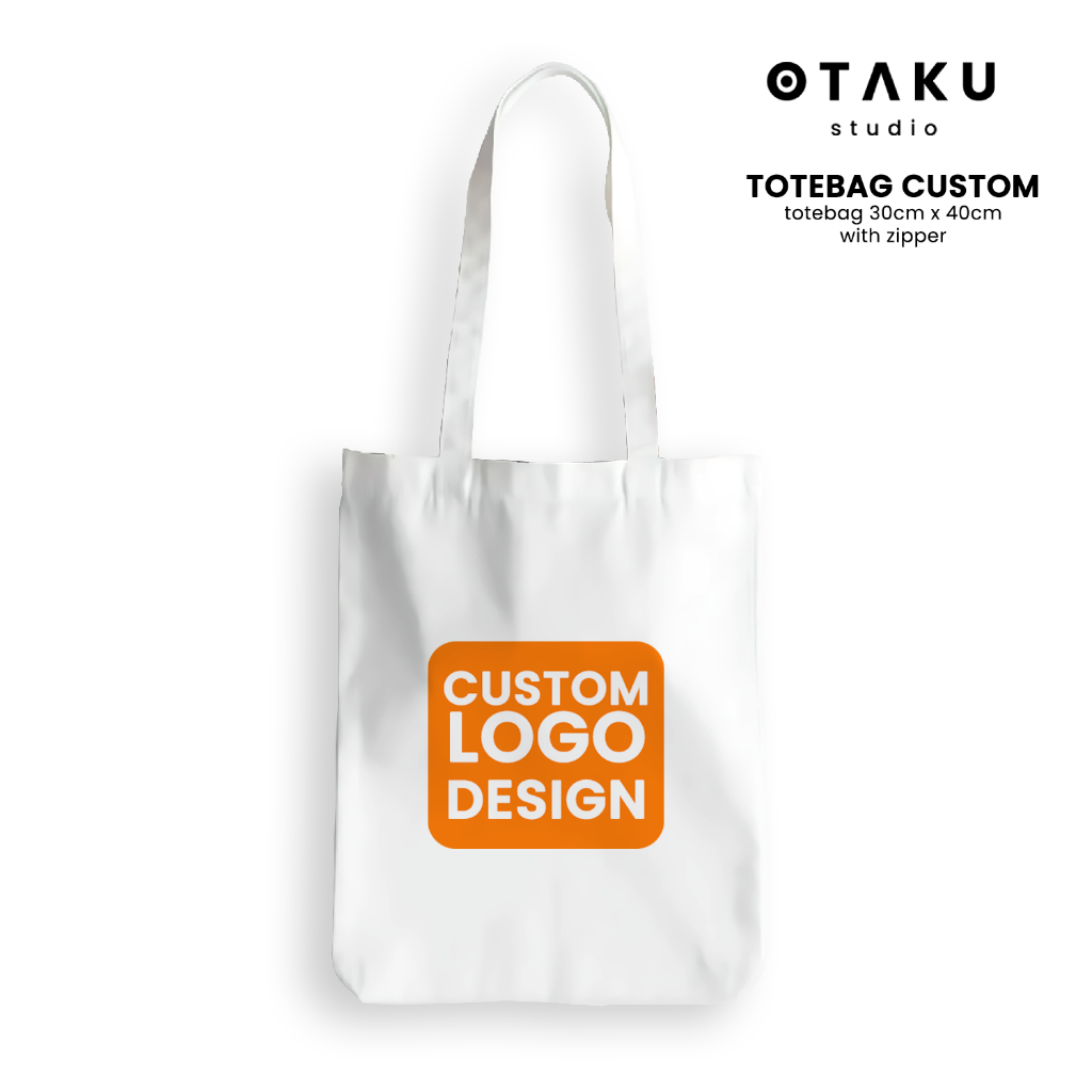 Otaku Studio - Tas Totebag Kanvas Custom Bisa Satuan / Tote Bag Kanvas Resleting Custom