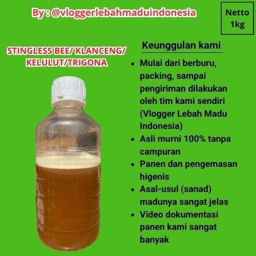 

Stingless Bee / Klanceng / Trigona / Kelulut Hutan Liar Asli Murni 100% tanpa campuran apa pun |1kg| bukan hasil ternakan