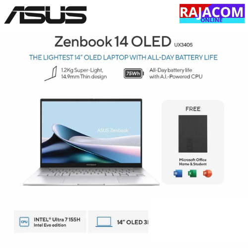 ASUS ZENBOOK 14 OLED TOUCH UX3405MA ULTRA 7 155H 32GB 1TB W11+OHS