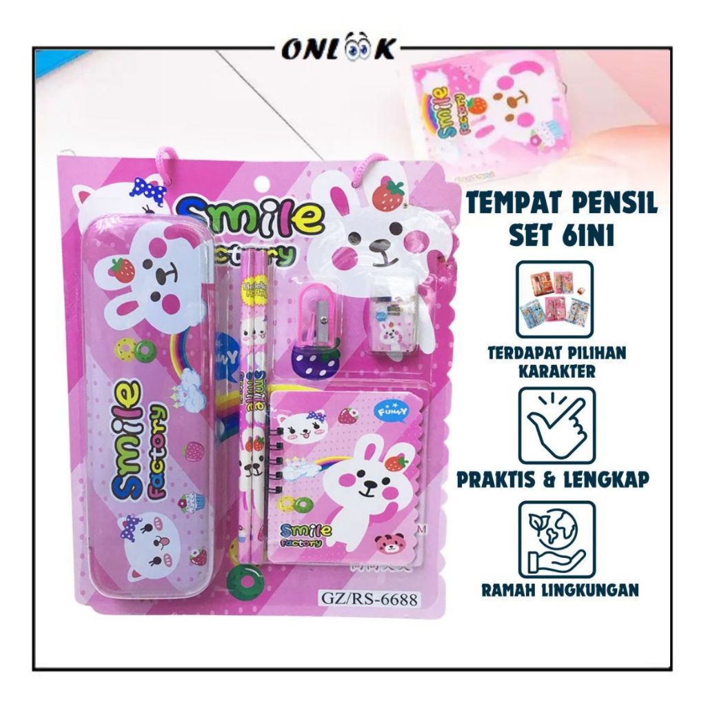 

Paket Alat Tulis 6in1 / Tempat Pensil Pulpen Penghapus Penggaris Rautan Karakter / Stationery Set / Kotak Pencil Anak Lengkap Untuk Sekolah PAUD TK SD Souvenir Hadiah Lucu Unik