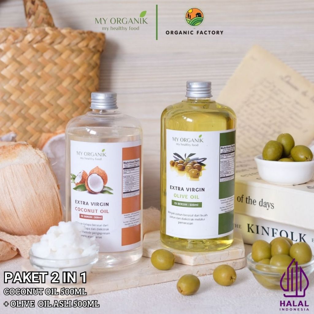 

My Organik Extra Virgin Coconut Oil Minyak Kelapa Asli Murni 500ml Extra Virgin Olive Oil Minyak Zaitun Murni 500ml