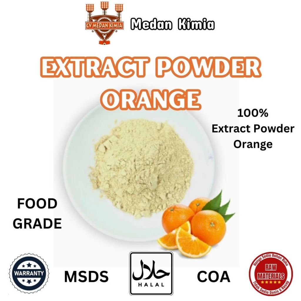 

Jeruk Esktrak Bubuk 100gr Food Grade Halal / Extract Powder Orange 100gr Pure Natural