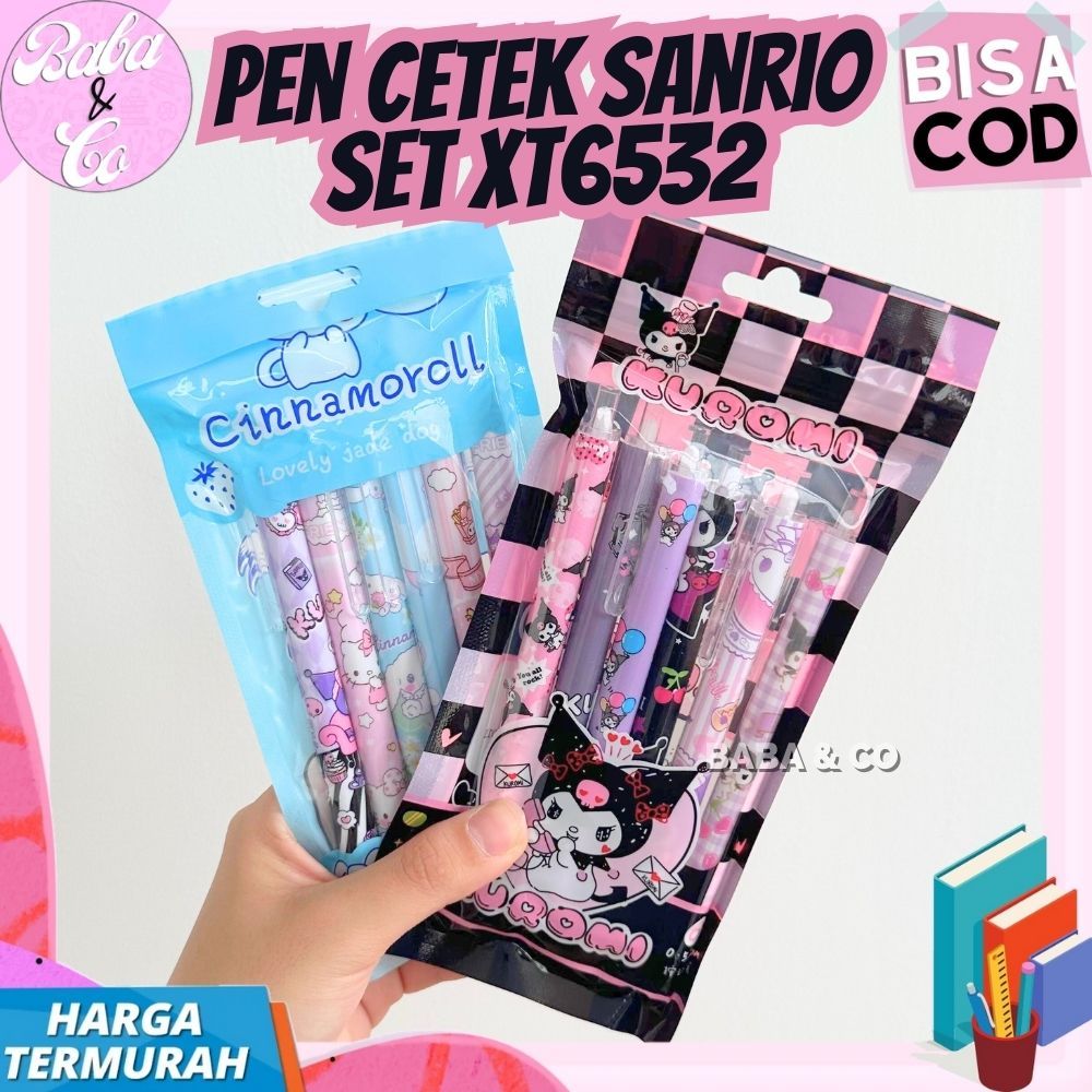 

PEN CETEK SANRIO 1 SET 6pcs PULPEN MEKANIK SANRIO SET XT6532 LUCU UNIK MURAH COD PULPEN SET KUROMI CINNAMOROLL ISI 6