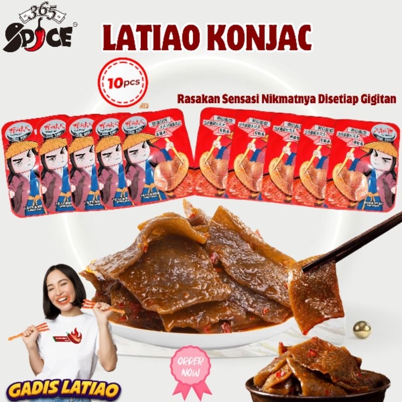 

LATIAO SNACK KONJAC 10pcs Pedas , Makanan Ringan LATIO STRIP dengan Kemasan Satuan, Snack Khas China, Snack Siap Saji Latio spicy strip