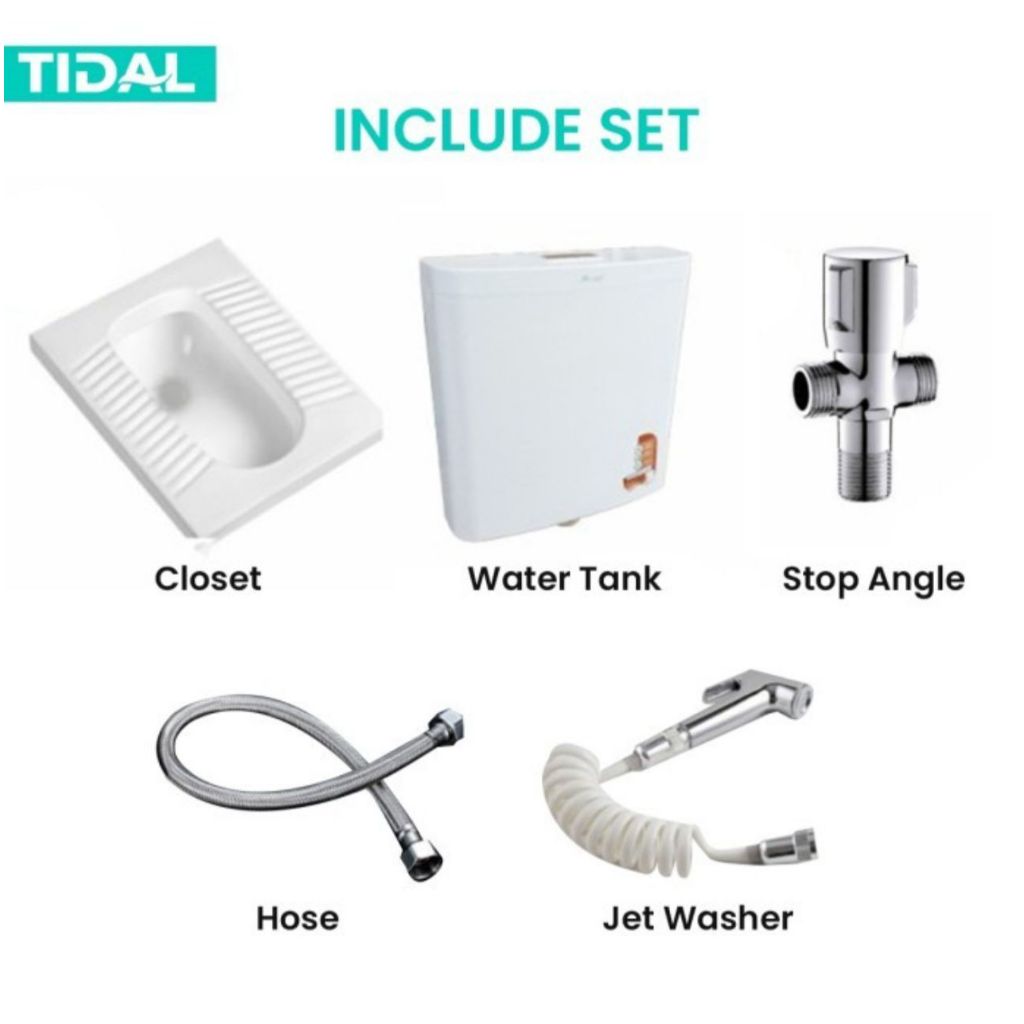 RB KLOSET JONGKOK OTOMATIS / CLOSET JONGKOK FLUSH KOMPLIT SET PUTIH / KLOSET JONGKOK PAKAI TUTUP