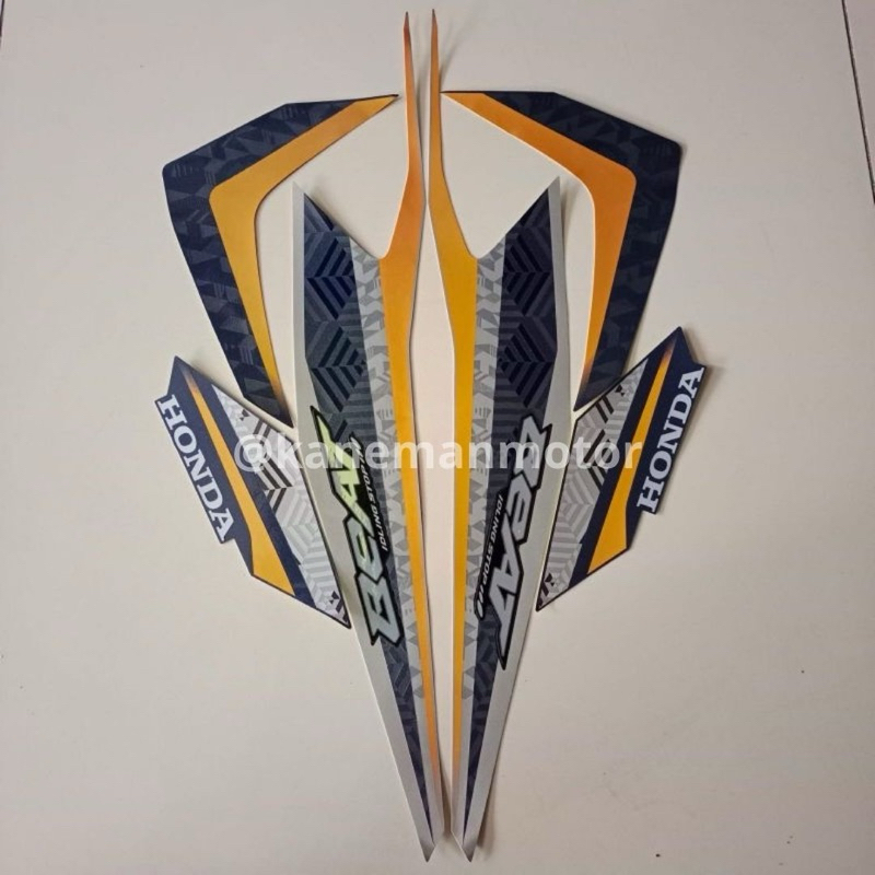 STIKER STRIPING LIS LES POLET BODY MOTOR BEAT FI ESP CBS ISS IDLING STOP 2021 2022 WARNA SILVER BIRU