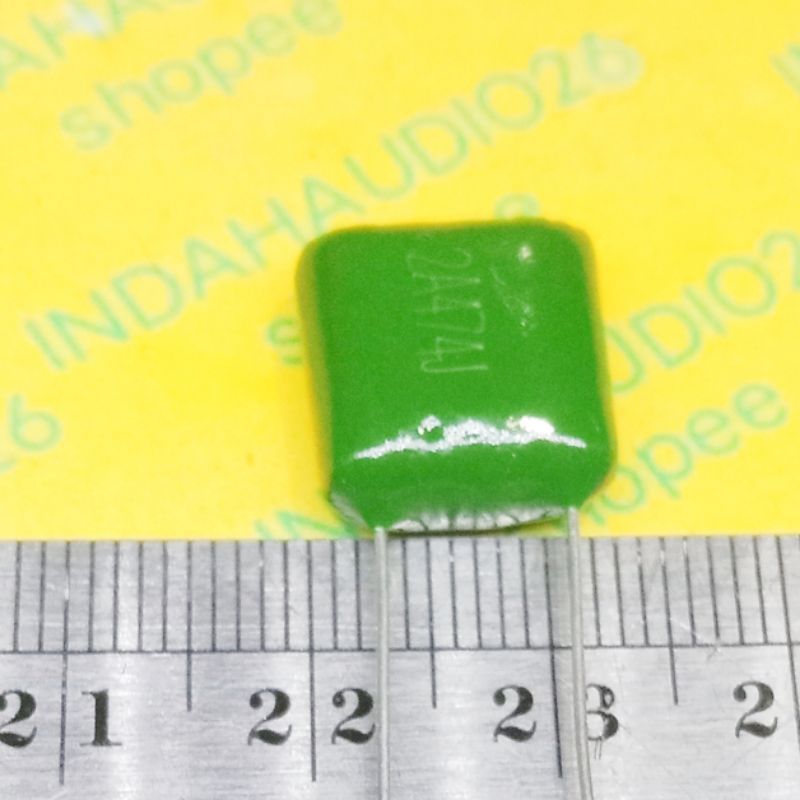 474 100v 8mm 2A474J milar hijau  470n 470nf mylar kapasitor 474j 2a474j