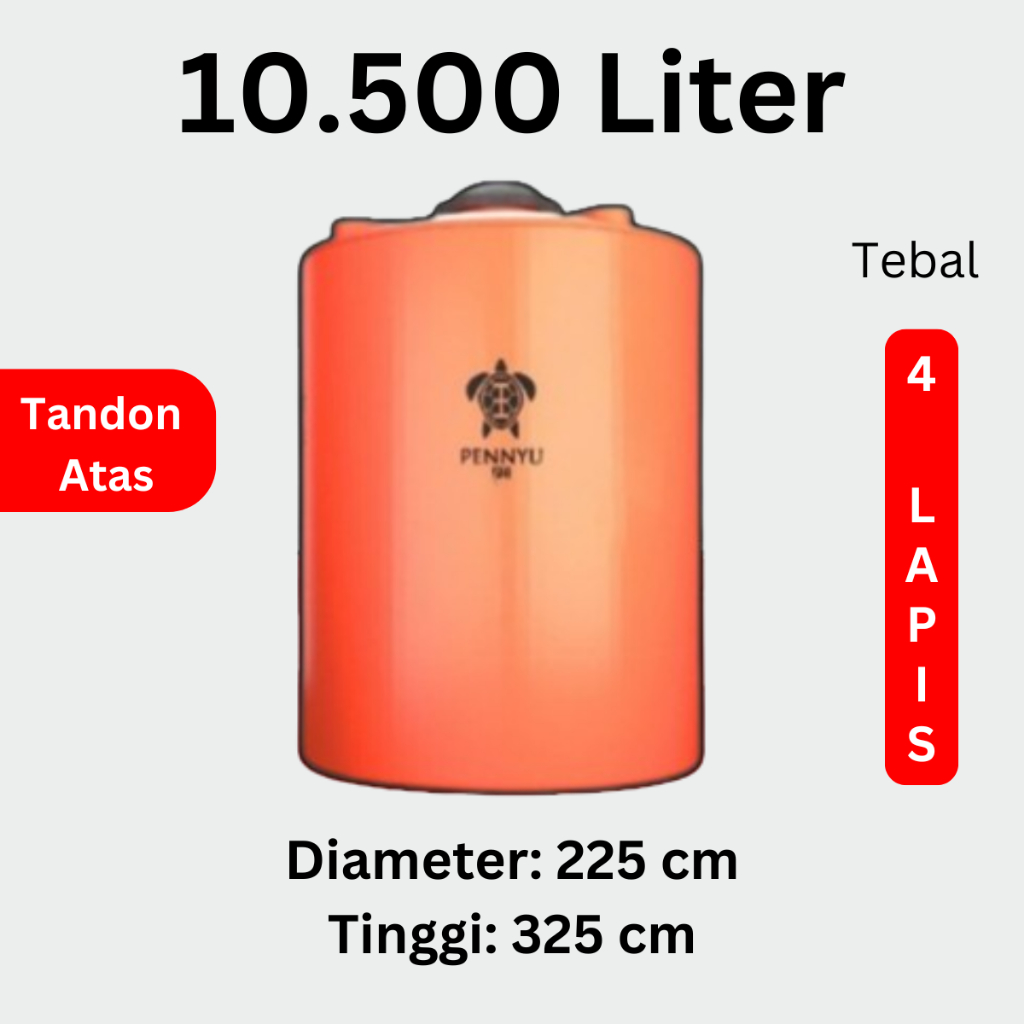 Tangki Tandon Toren air penyu pennyu 10000 Liter Anti Lumut Tebal 4 Lapis Kualitas Premium Bergarans