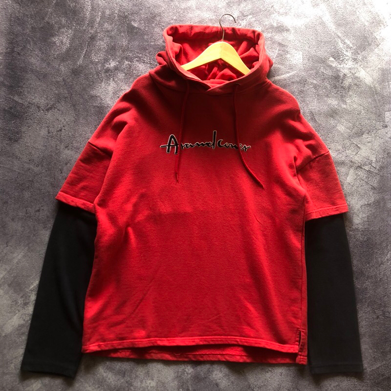Double Sleeve Hoodie ACOVER Second Size JUMBO BIG Size fit XXL,Double Sleeve second,Hoodie merah hit