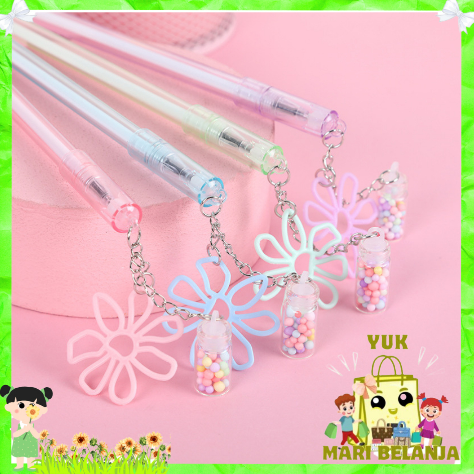 

YMB Pulpen Lucu Aesthetic Pena Gantungan Botol Bunga Fancy Pen Pena Gel Bolpen Unik warna pastel cute Bola Salju Warna Warni Alat Tulis Kantor