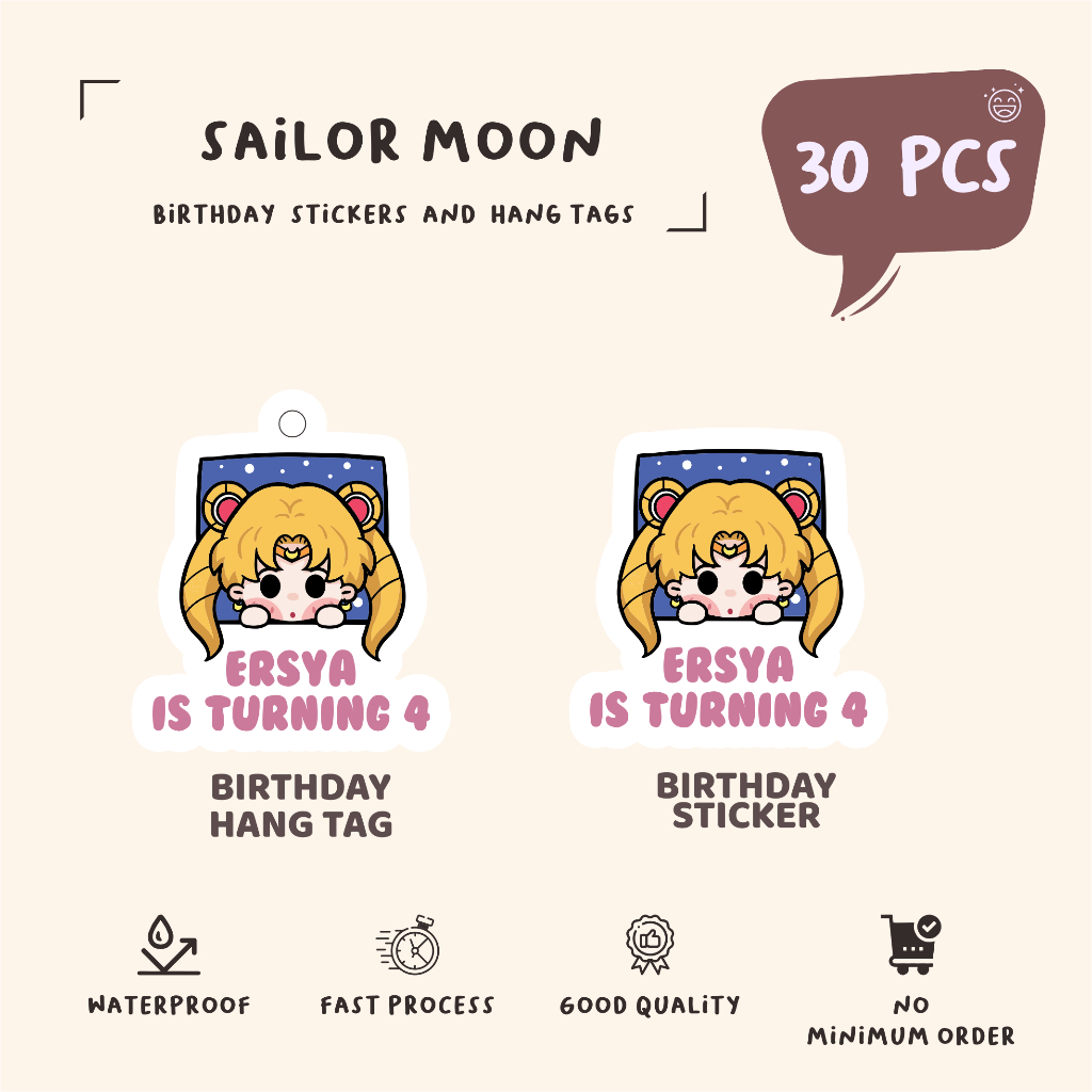 

(30pcs)label hang tag ulang tahun/window Anime lucu/SAILOR MOON/lucu cetak hang tag ulang tahun/label stiker diecut/murah/label ulang tahun/suvemir ultah/stiker diecut/hangtag diecut