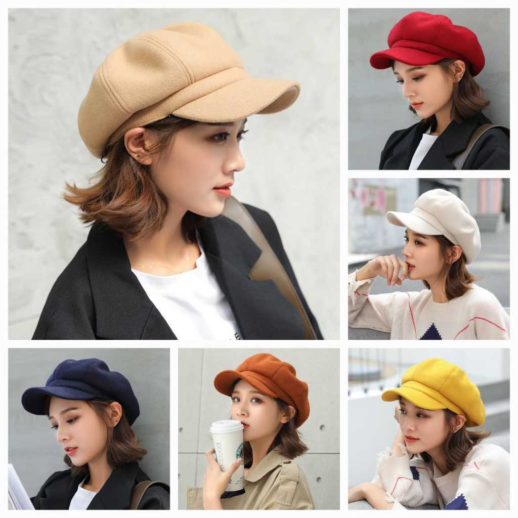 Topi Baret Topi Gurita Topi Pelukis Versi Korea Wanita Pria Impor Kualitas Premium