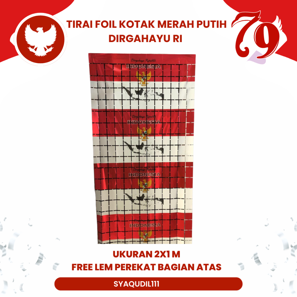 Aneka Tirai Merah Putih/Backdrop Dirgahayu/Tirai Kotak Merah Putih/Hiasan Dekorasi Dirgahayu RI