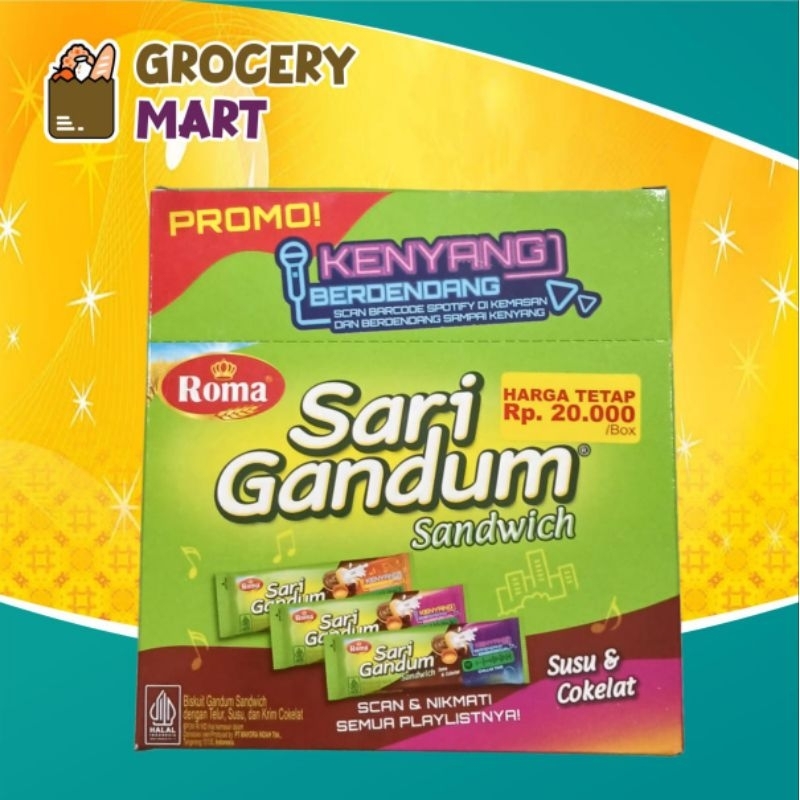 

(1BOX) Roma SARI GANDUM Sandwich Susu&Cokelat Isi 12pcs