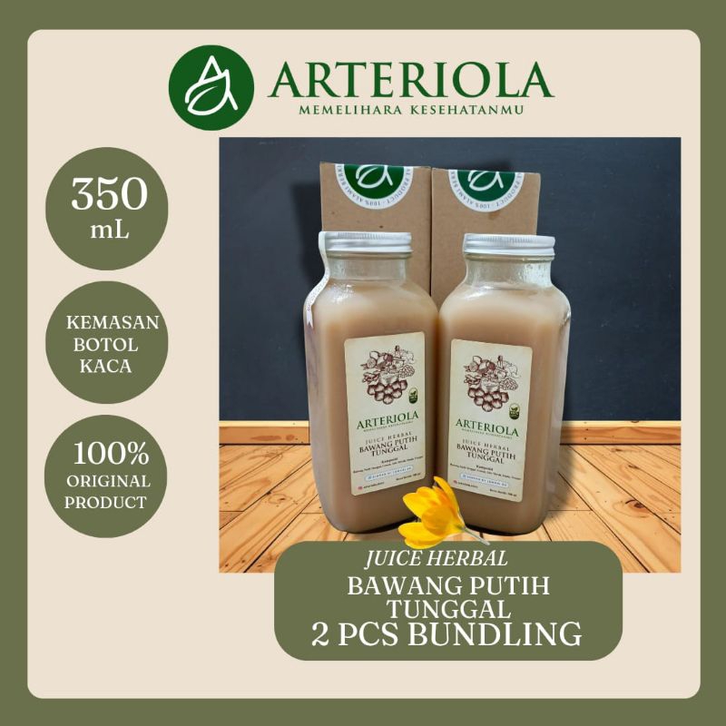 

Arteriola_Paket Bundling 350ml 2 Botol_Jus Bawang Putih Tunggal_Lemon_Jahe Merah_CukaApel_Madu Hutan