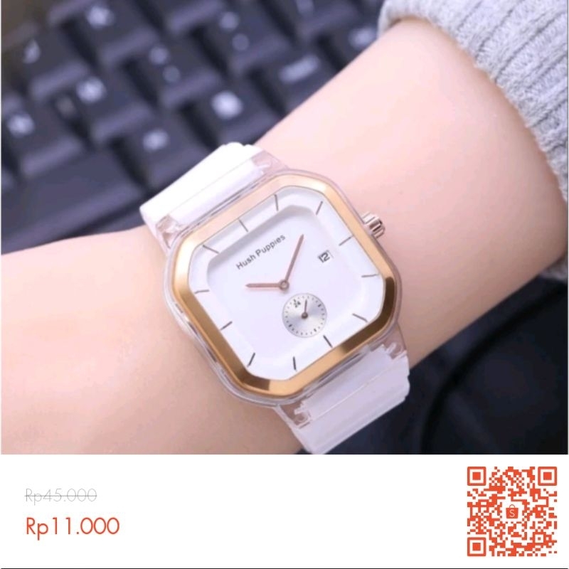 WBS COD Jam tangan wanita pria HUSH PUPPIES 2811 Ruber segi detik
