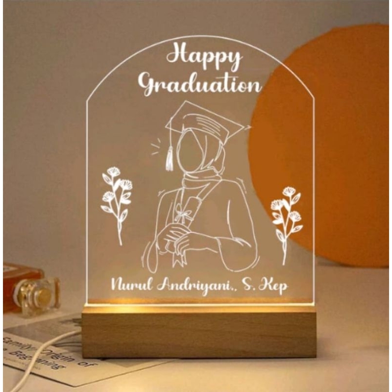 Lampu tidur akrilik led/Akrilik lampu custom/gift kado/souvenir wisuda