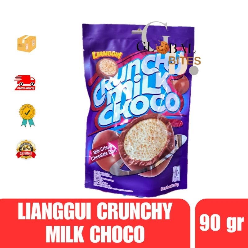 

Lianggui Crunchy Milk Choco Ball 108g Milk Crispy Chocolate ball Biskuit Coklat